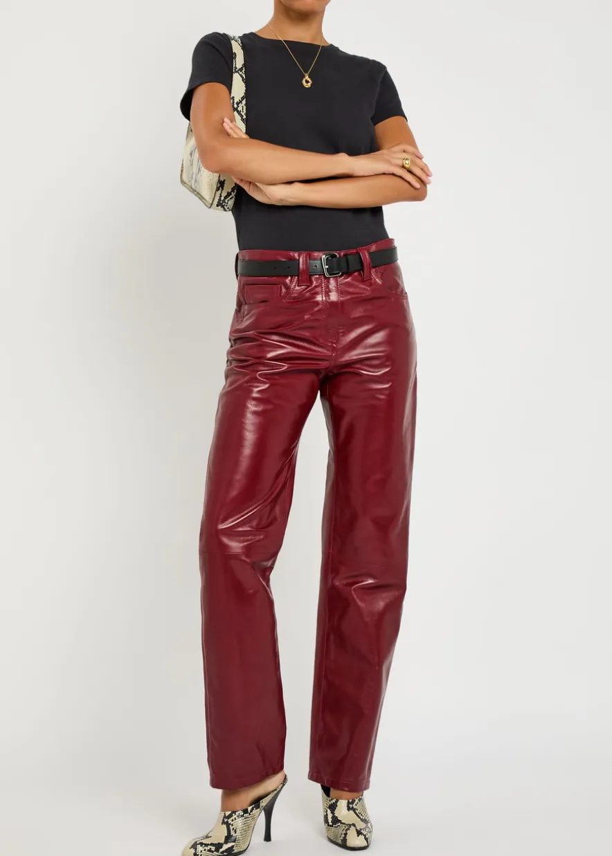 Callum straight-leg leather trousers