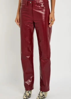 Callum straight-leg leather trousers