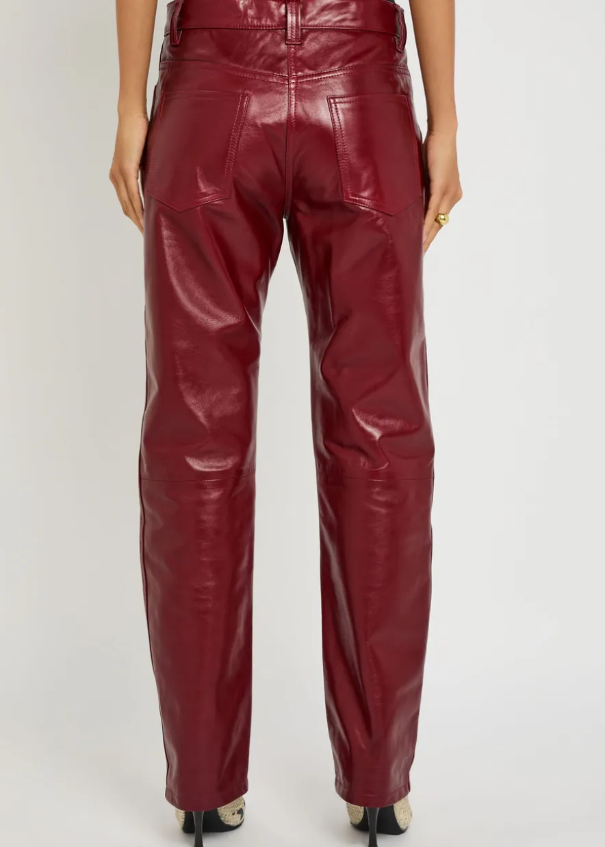 Callum straight-leg leather trousers