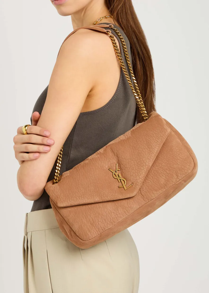 Calypso small padded suede shoulder bag