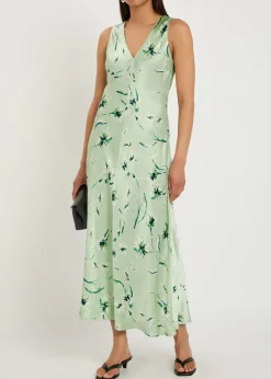 Camellia floral-print satin-crepe midi dress