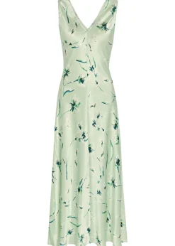 Camellia floral-print satin-crepe midi dress