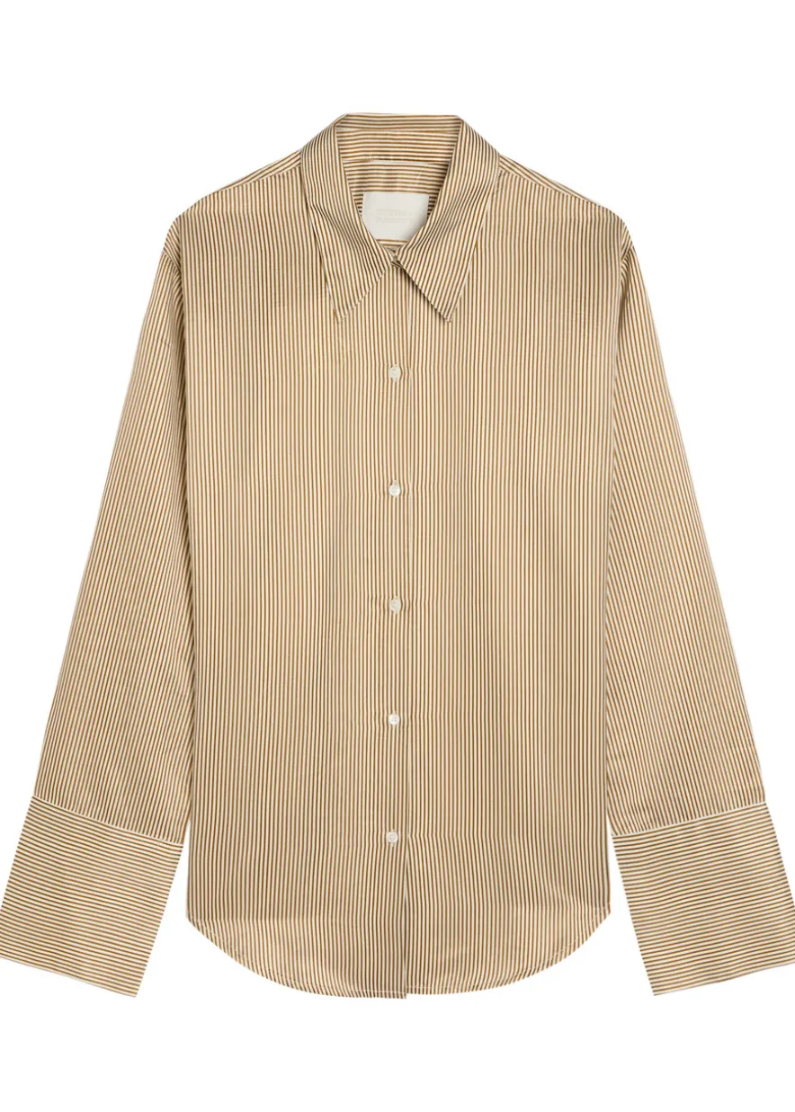 Camilia striped cotton and silk-blend shirt