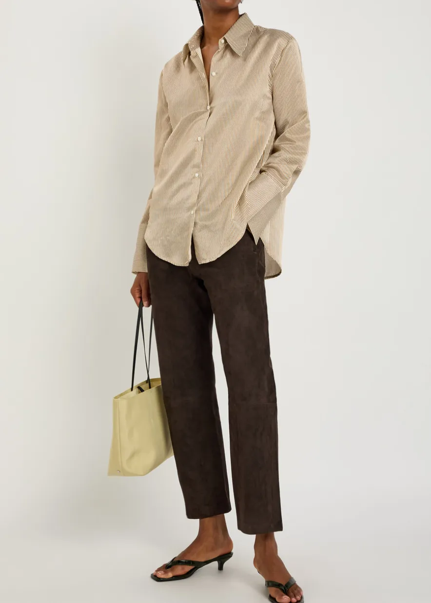 Camilia striped cotton and silk-blend shirt