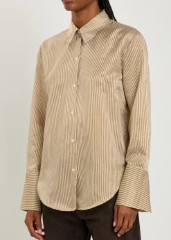 Camilia striped cotton and silk-blend shirt