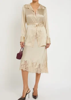Camilla waist-tie silk shirt