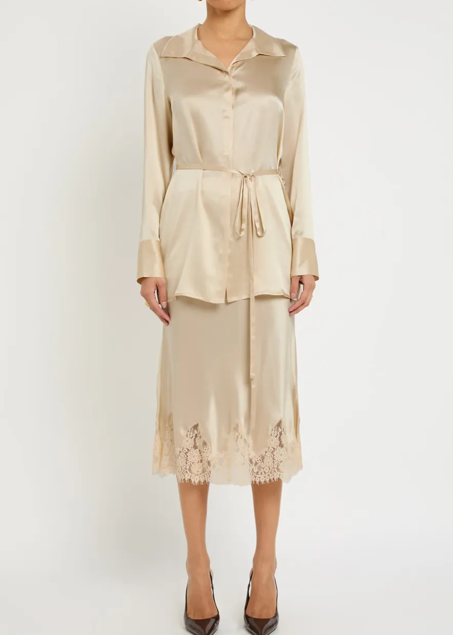 Camilla waist-tie silk shirt