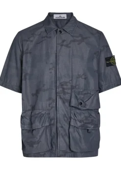 Camo-print cotton-blend shirt