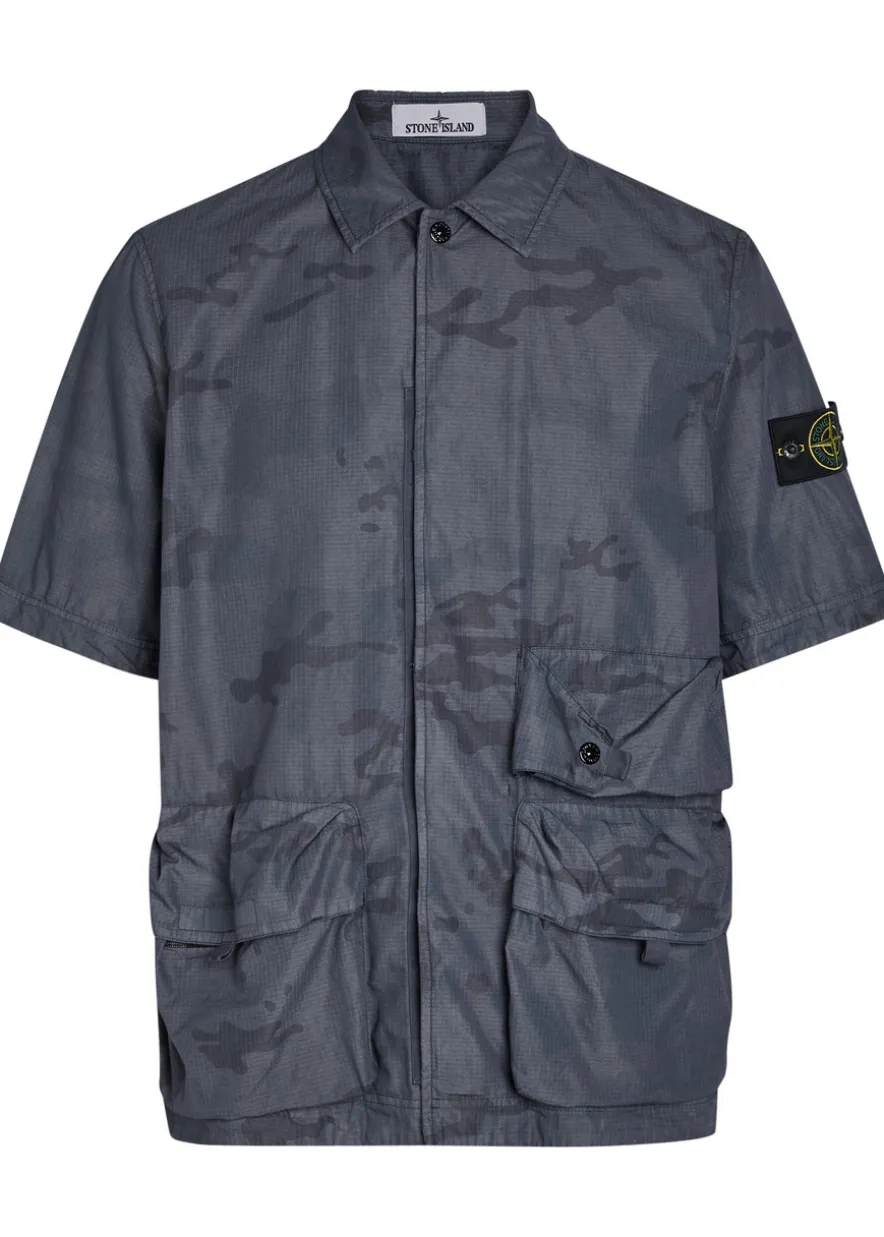 Camo-print cotton-blend shirt