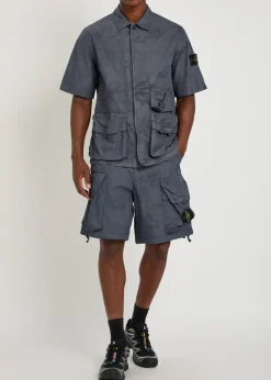 Camo-print cotton-blend shirt