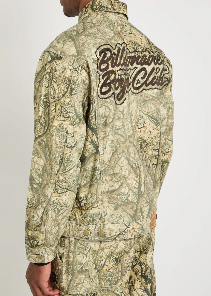 Camouflage logo-embroidered cotton jacket