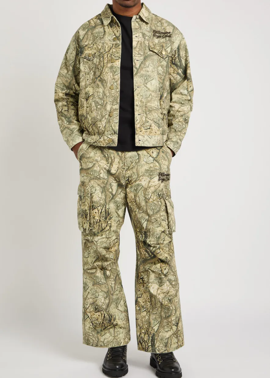 Camouflage logo-embroidered cotton jacket