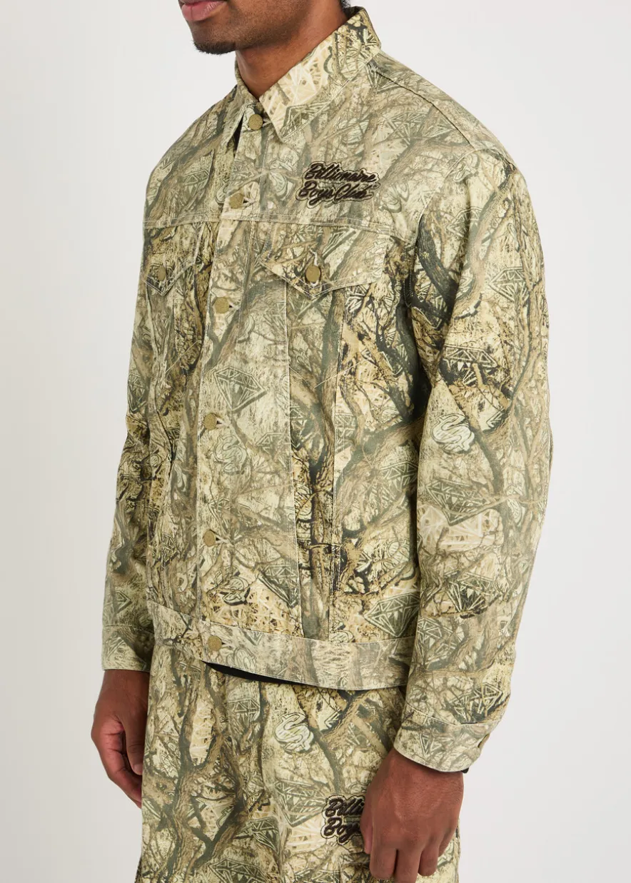 Camouflage logo-embroidered cotton jacket