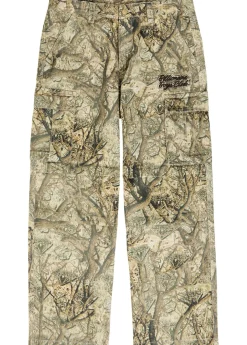 Camouflage wide-leg cotton cargo trousers