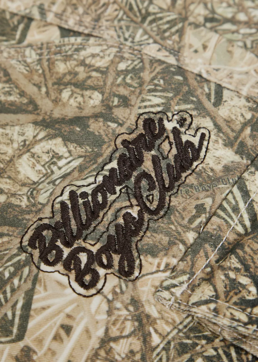 Camouflage wide-leg cotton cargo trousers