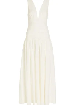 Campbell gathered cotton-blend maxi dress