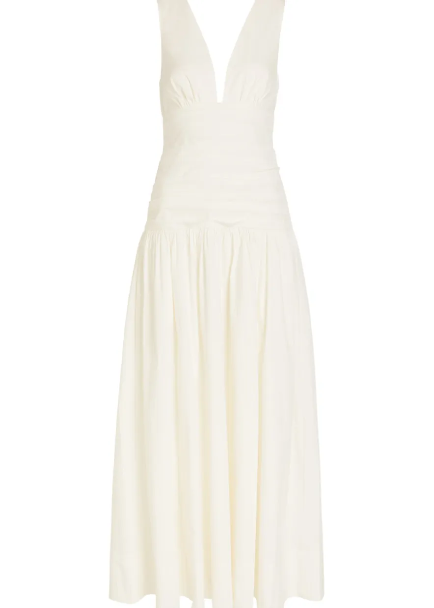 Campbell gathered cotton-blend maxi dress