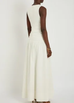Campbell gathered cotton-blend maxi dress