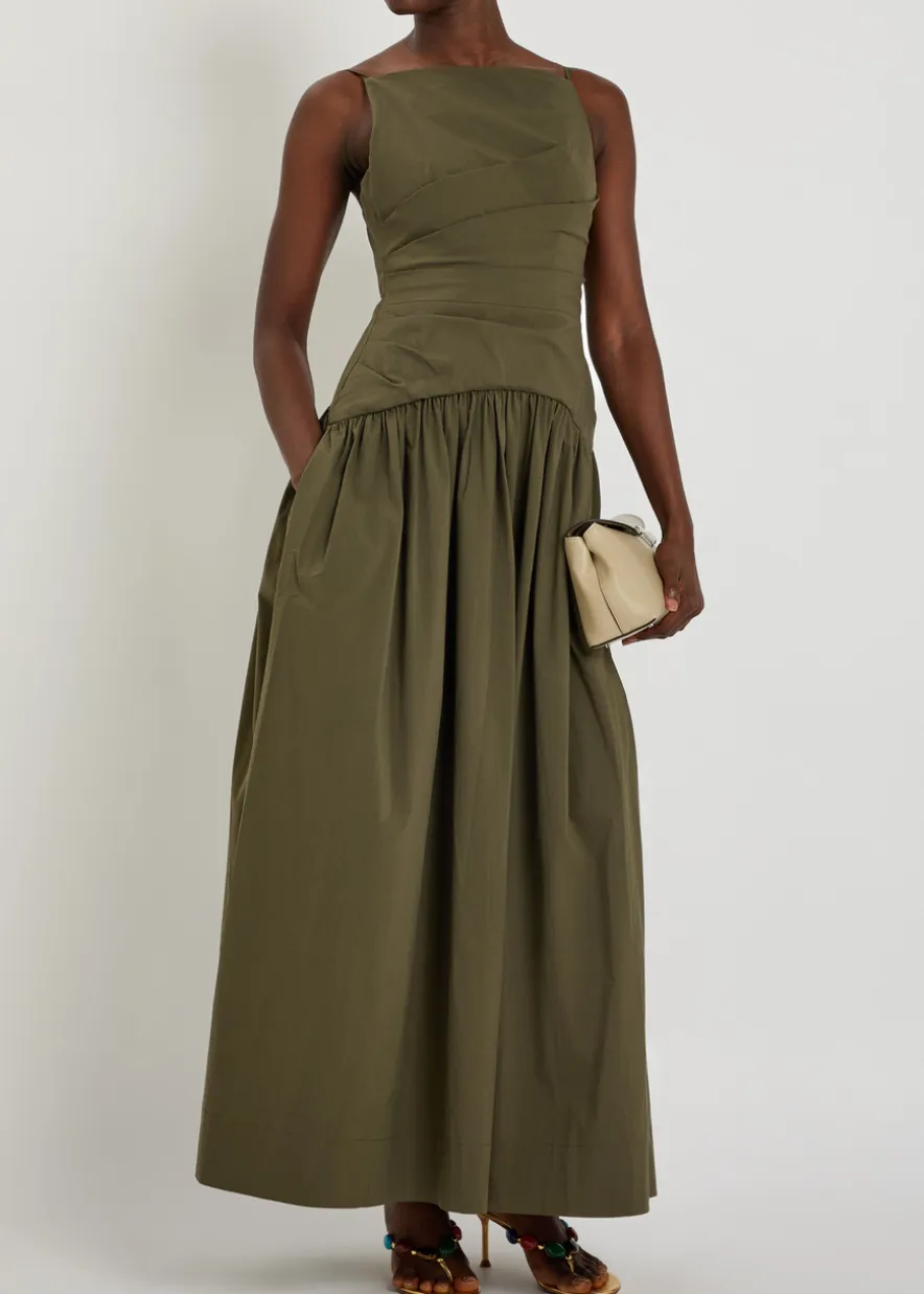 Campbell ruched cotton-blend maxi dress