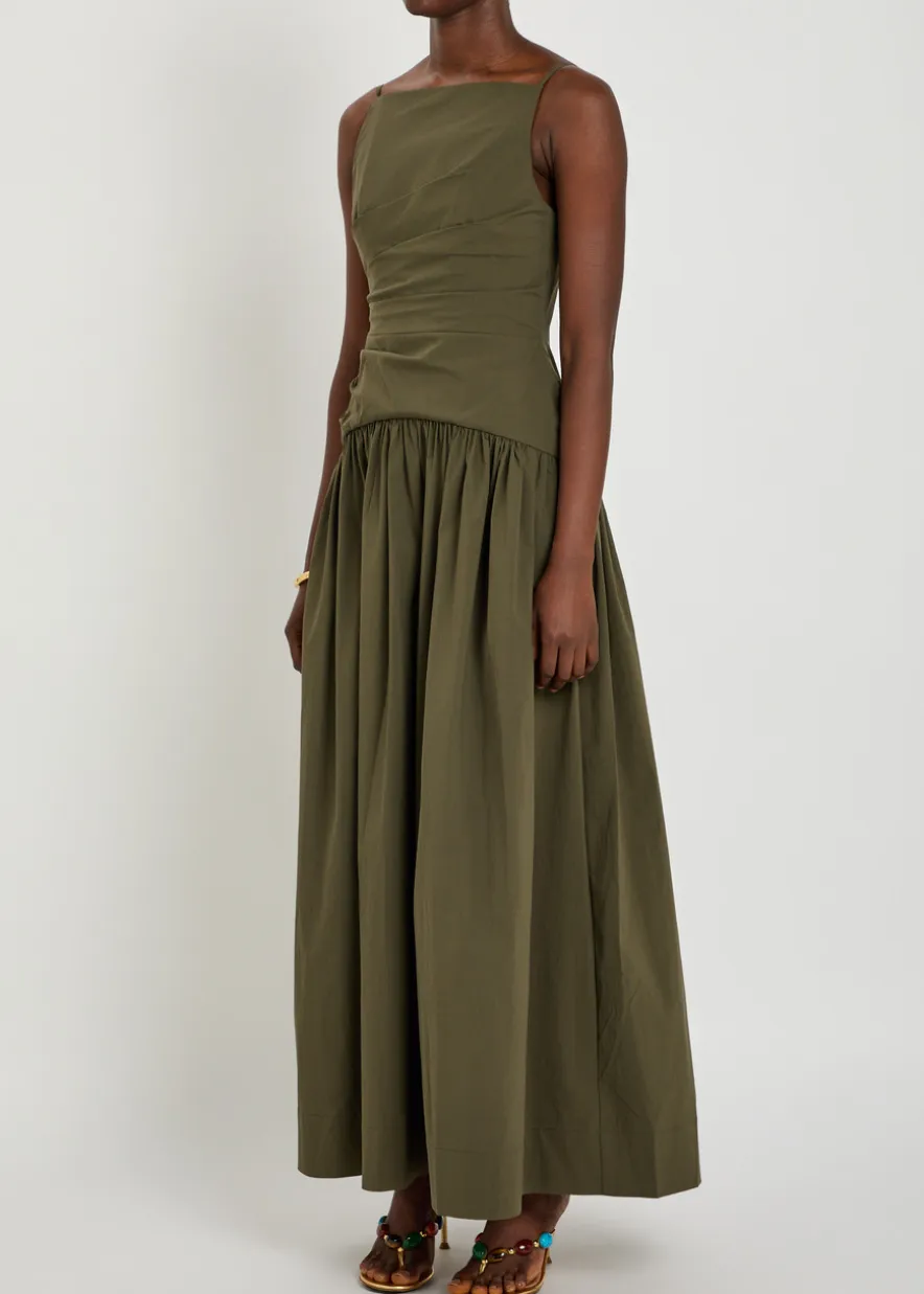 Campbell ruched cotton-blend maxi dress