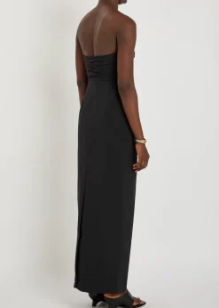 Campbell strapless ruched cotton-blend maxi dress
