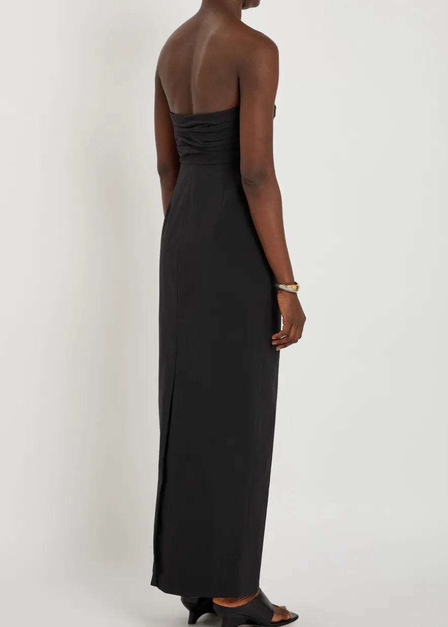 Campbell strapless ruched cotton-blend maxi dress