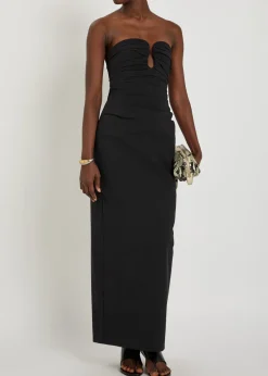 Campbell strapless ruched cotton-blend maxi dress