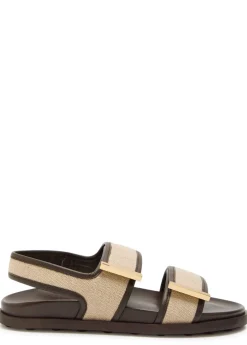 Canvas and leather sandals
