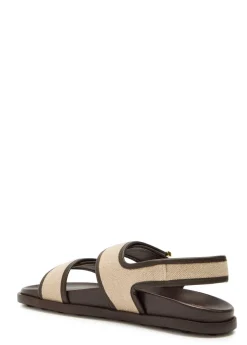 Canvas and leather sandals