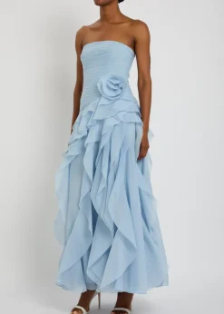 Canyon floral-appliqué chiffon gown