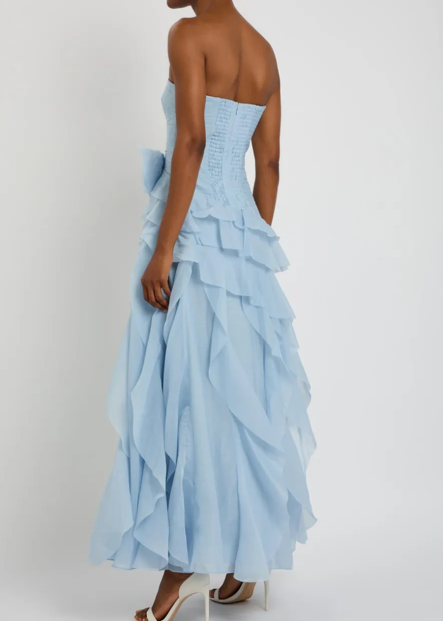 Canyon floral-appliqué chiffon gown