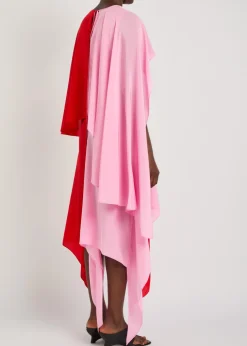 Cape draped silk-chiffon midi dress