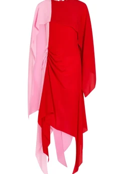 Cape draped silk-chiffon midi dress