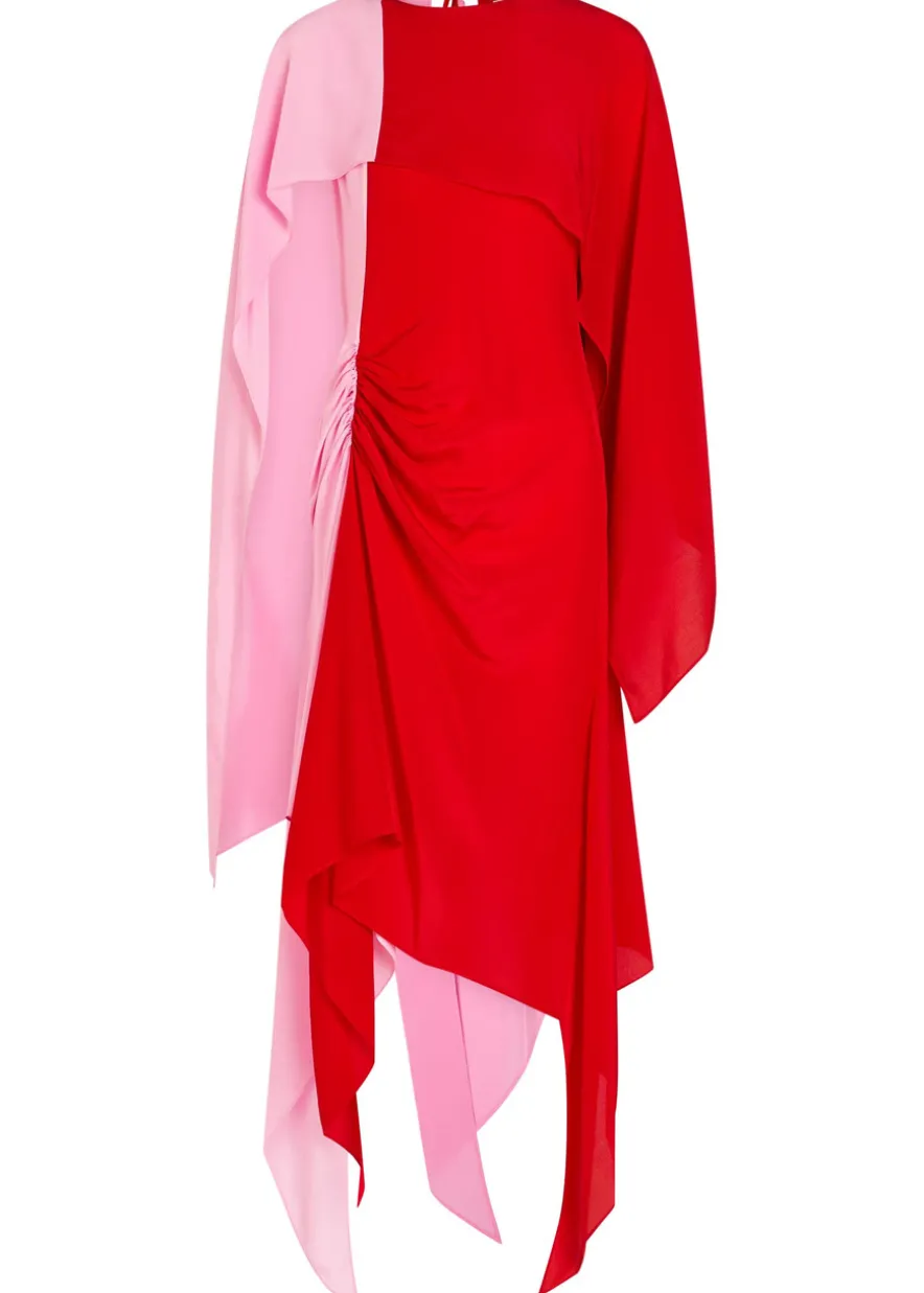 Cape draped silk-chiffon midi dress