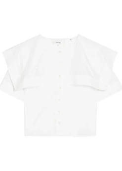 Cape-effect cotton blouse
