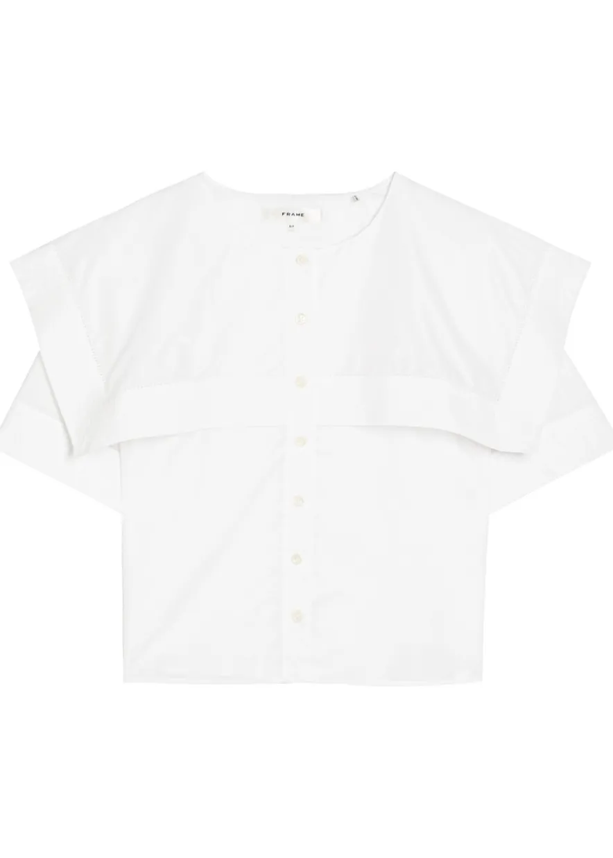 Cape-effect cotton blouse
