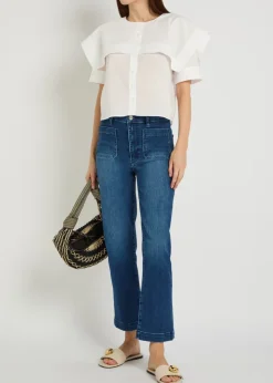 Cape-effect cotton blouse