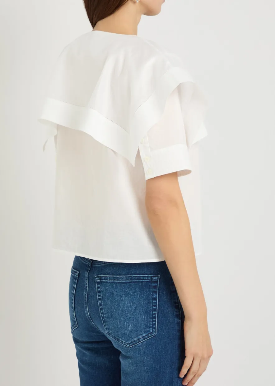 Cape-effect cotton blouse