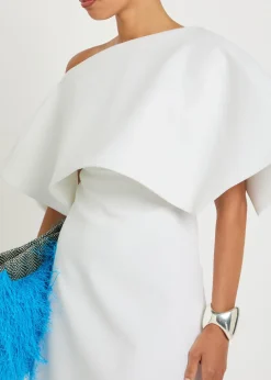 Cape-effect crepe mini dress
