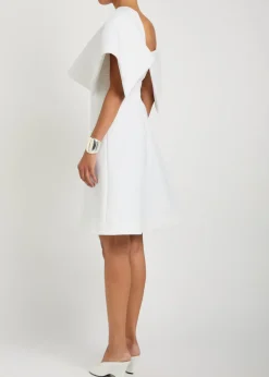 Cape-effect crepe mini dress