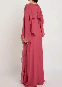 Cape-effect silk-georgette maxi dress