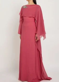 Cape-effect silk-georgette maxi dress