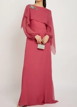 Cape-effect silk-georgette maxi dress