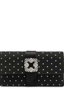 Capri polka dot satin and mesh clutch