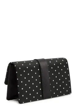 Capri polka dot satin and mesh clutch