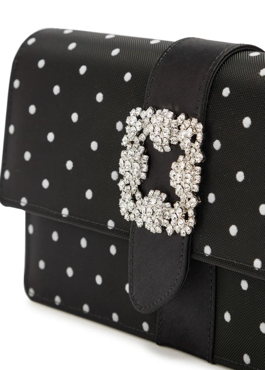 Capri polka dot satin and mesh clutch
