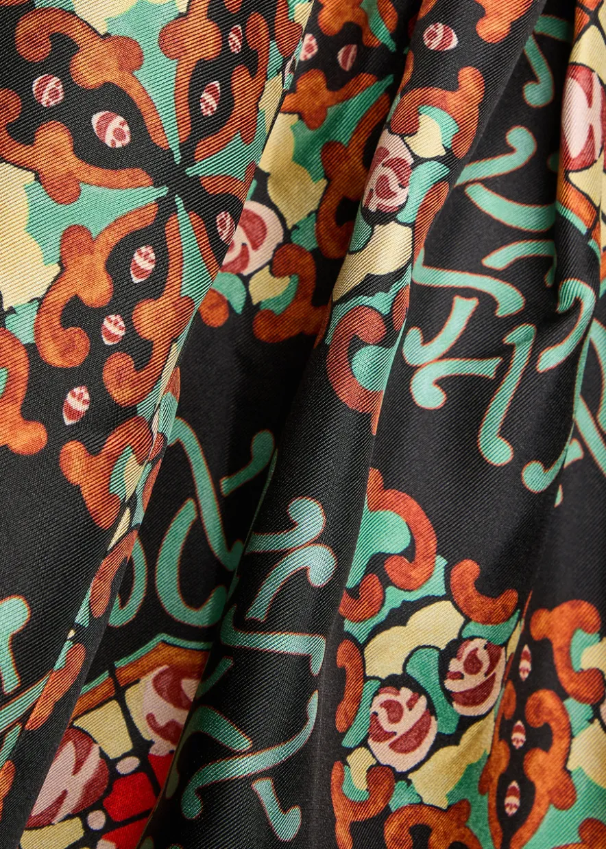 Capri printed satin-twill midi dress