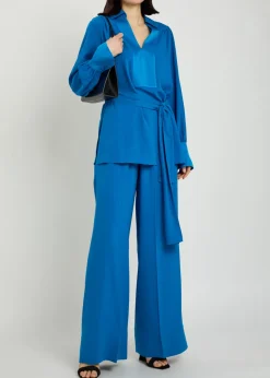 Cara wide-leg crepe trousers