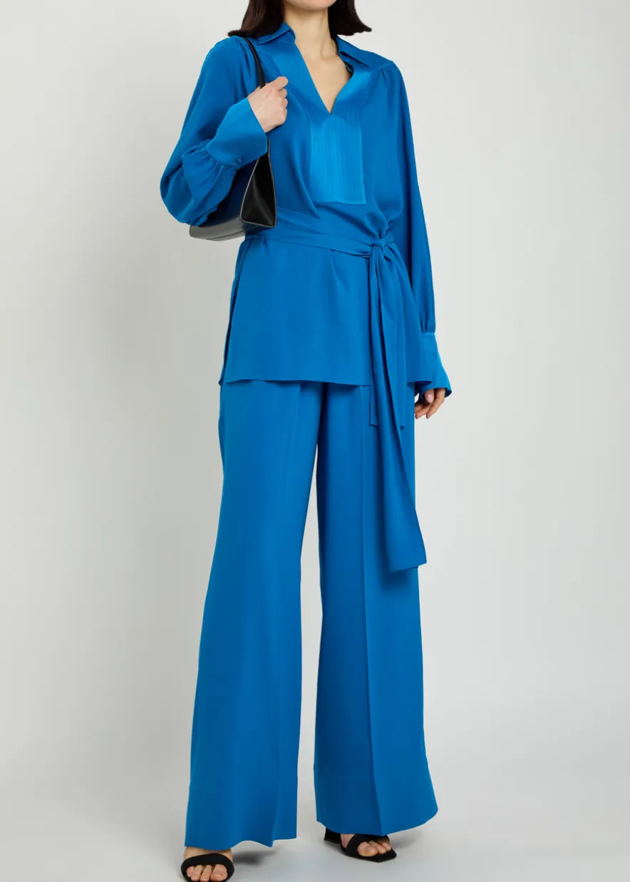 Cara wide-leg crepe trousers