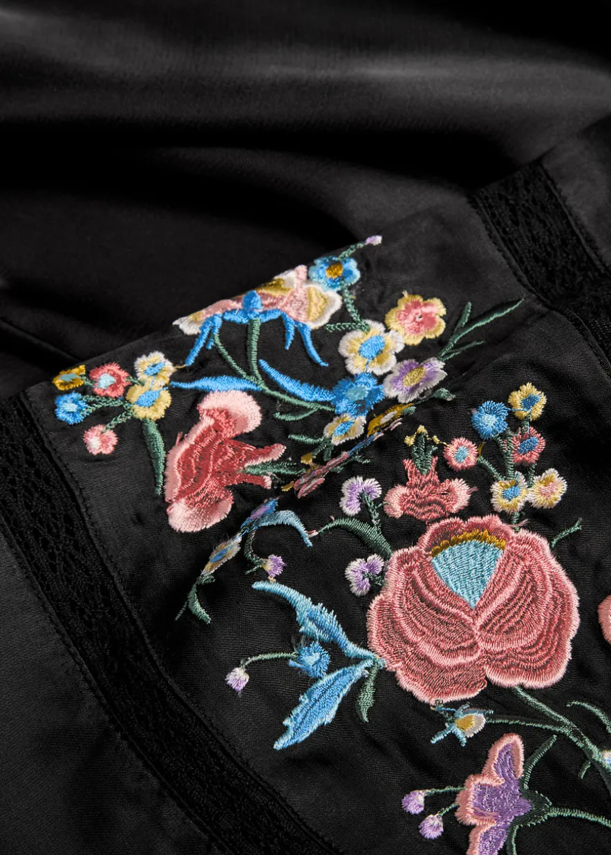 Carey embroidered satin midi dress